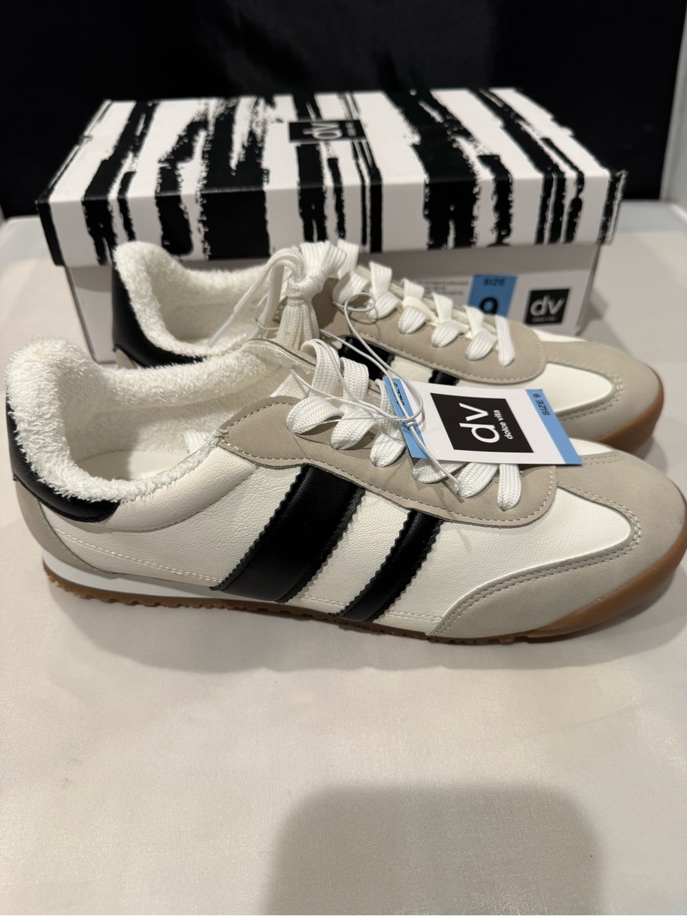 DV by Dolce Vita White Black Tan Athletic Sneakers
